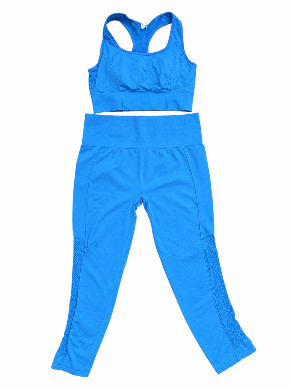 Fabletics Blue Activewear Set Sports Bra Leggings Size Medium